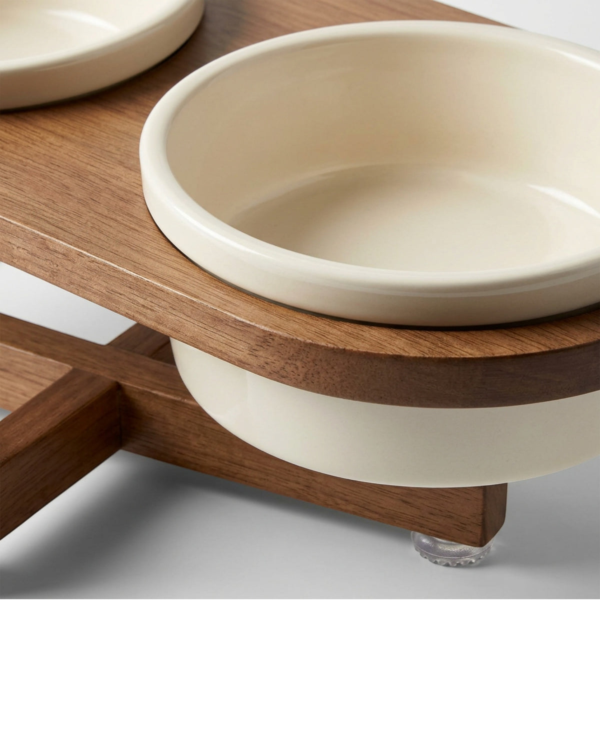 Dolfa Elevated Twin Stoneware Pet Bowl Stand 20 oz x 2 Ivory Walnut - Detail view