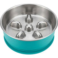 Dolfa Stainless Steel Slow Feeder Pet Bowl with Silicone Ring 32 oz Teal - Product view